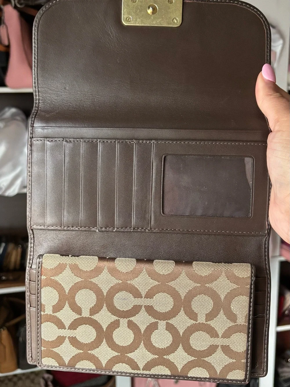 🤎💛Y2K COACH Kristin Op Art Large Wristlet Mini Bag & Wallets Set